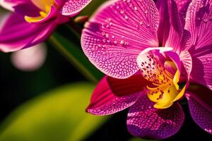 un hermosa orquídea flores floreciente esplendor. el encantador mundo de orquídeas. generativo ai foto