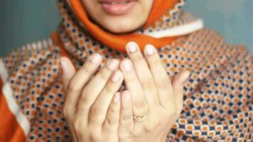 Close up of muslim woman hand praying at ramadan video