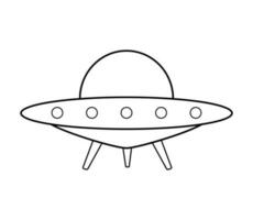 Ufo Outline Icon. Vector line childish Illustration isolated on white background.