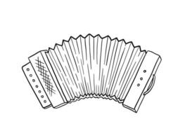 Accordion doodle. Musical instrument in sketch style. Vector hand drawn illustration isolated on white background