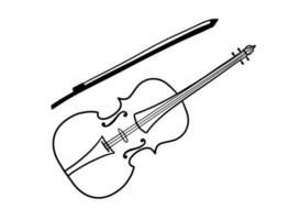 mano dibujado garabatear de clásico violín y arco. musical instrumento. vector ilustración aislado en blanco