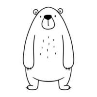 linda línea gracioso oso. mano dibujado personaje bosque animal aislado en blanco antecedentes. bosque contorno ilustración para colorante libro vector