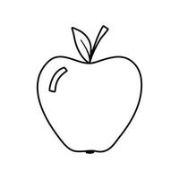 Apple isolated on white isolated background. Doodle simple outline illustration. Line sketch fruit vector