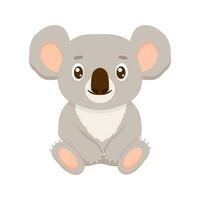 Cute koala in cartoon style. Vector baby animal isolated on white background.