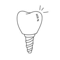 diente dentadura contorno garabatear icono aislado en blanco. odontología, estomatología y dental cuidado concepto. vector