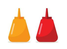 squeeze ketchup and mustard bottle vector illustration