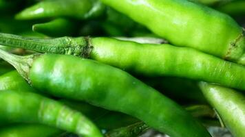 Close up of green chili on table video