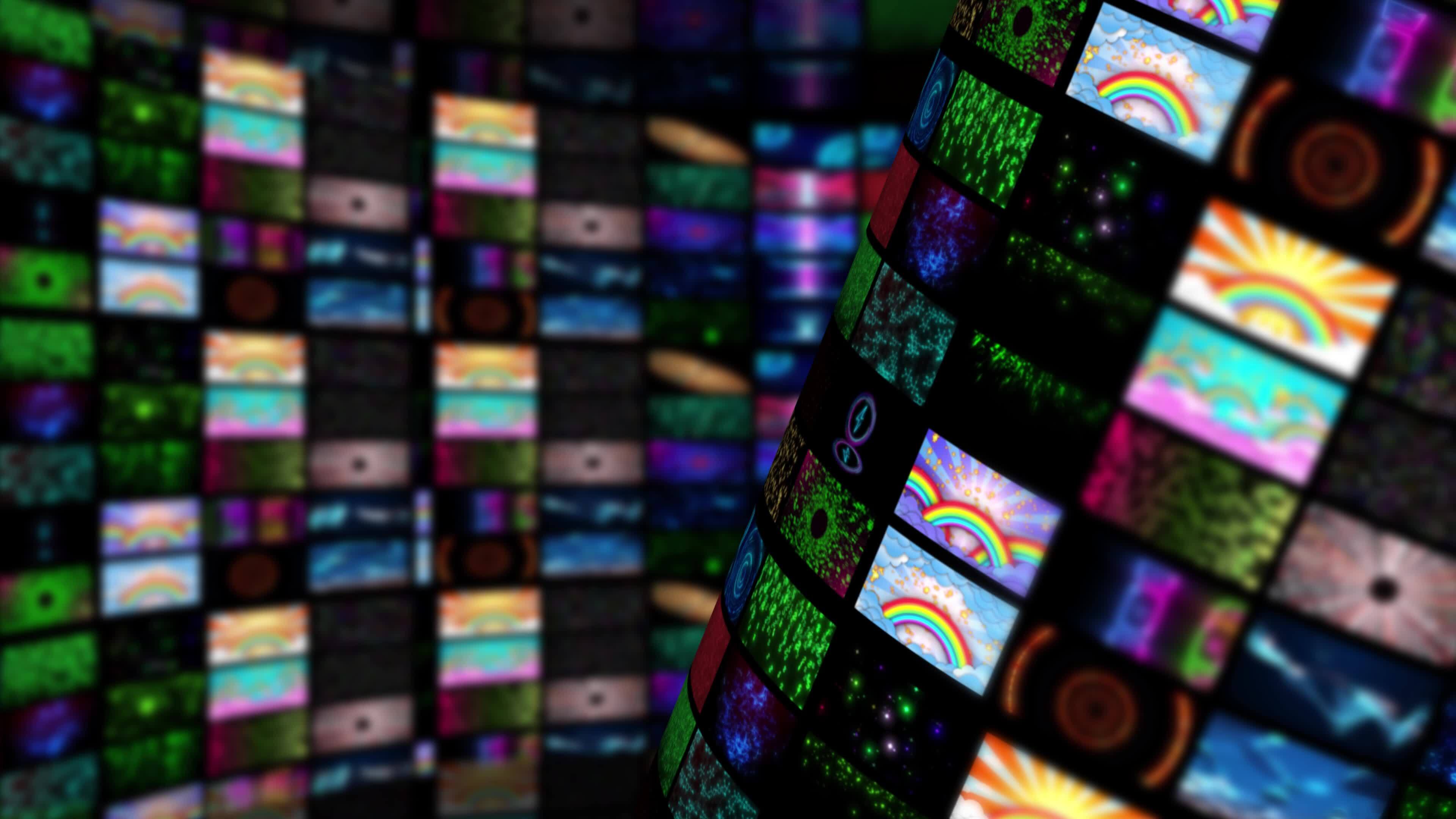 Multiple Tv Screen Network Communication Broadcasting Animation Video