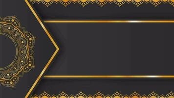 Black and gold islamic background animation with rotating gold mandala video