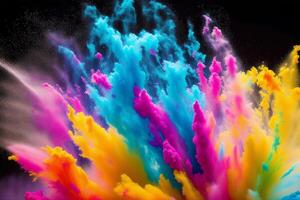 A beautiful Color Powder Explosion. A Color Powder Explosion of Vibrant Energy. Copy space. photo