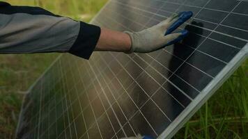 Technology solar cell, engineering service and worker installation solar cell video