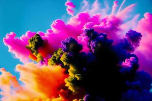 A Spectacular Powder Explosion Unleashed. Embracing the Splendor of Colorful Powder Explosions. Copy space. photo
