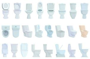 Toilet bowl icons set cartoon vector. Wc clean vector