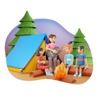 barn njuter picknick, 3d karaktär illustration png