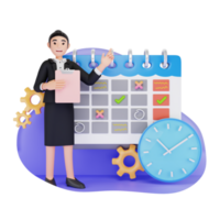 Business Schedule Planning 3D Character Illustration png