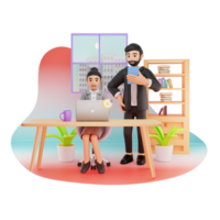 Working Employee 3D Character Illustration png