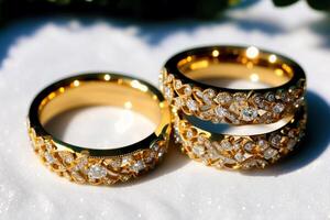 Exquisite Wedding Rings Sealed with Endless Love. Sparkling Vows. photo