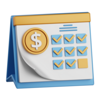 3d rendering payment schedule isolated useful for payment, money and transaction design element png