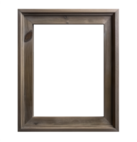 Wooden, empty, vertical picture frame on transparent background. Cut out frame with copy space for artwork, picture. Mock up. . png