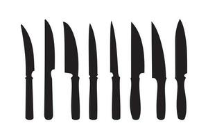 Flat vector Boning Knife collection. Chef knife, kitchen scissor, kitchen utensil. Meat cutting dagger, meat chopper, bread poniard, fish dagger, gourmet scissors, kitchen daggers.