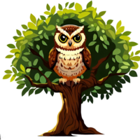 Cute Owl sitting on tree png