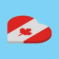 isométrica 3d en forma de corazon Canadá nacional bandera vector ilustración