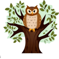 Majestic Owl Perched on Tree Branch png