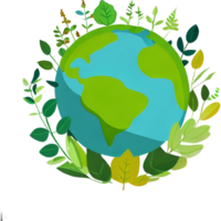 monde environnement journée affiche avec feuilles et globe png