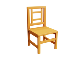 3d wooden chair icon object isolated png