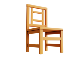 3d de madera silla icono objeto aislado png