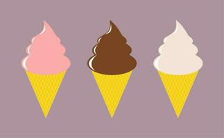 Vector illustration of ice cream with 3 flavors