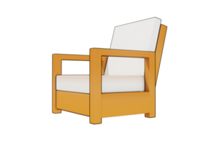 3d wooden chair icon object isolated png