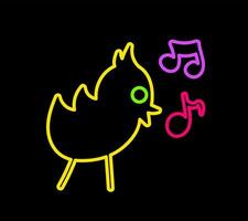 Neon Stroke Bird Night Illumination vector