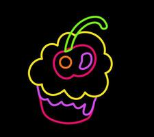 Neon Stroke Cake Night Illumination Illustration vector