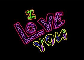 Neon Stroke I love You Night Illumination vector