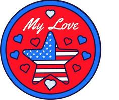 4 July America Sticker My Love vector