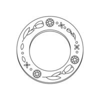 A plate with floral patterns, tableware. Ukrainian symbols. vector