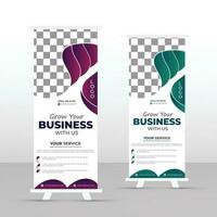 Modern and colorful style abstract roll up banner template. Also suitable for standee or x-banner, flag banner, vertical signboard, vertical billboard, vector
