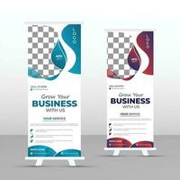 Roll up banner design template, vertical, abstract background, pull up design, modern x-banner, Corporate Roll Up Banners tow Color of banners , creative Digital X-Banner vector