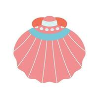 Sea shell, water inhabitant in flat cartoon style. vector