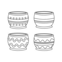 Pots, pitchers, jugs with ornaments. Ukrainian symbols. vector