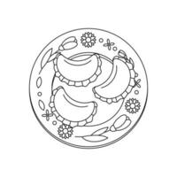 Dumplings on a plate. Ukrainian symbols. vector