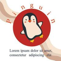 Poster, banner with penguin bird and text. Poster layout design. vector