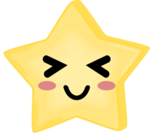 linda amarillo garabatear estrella sonrisa rostro. ojos cerrado. png ilustración.