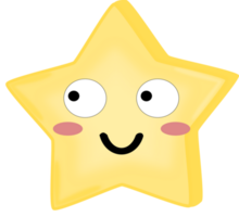 Cute yellow doodle star sneaky face. PNG illustration.