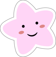 Rosa kawaii fofa estrelas pastel com sorrir rostos desenho animado em transparente fundo para crianças. png