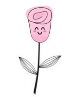 Cute kawaii pink flower doodle PNG illustration.