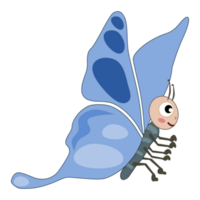 süß Blau Schmetterling Gekritzel Karikatur Illustration. png