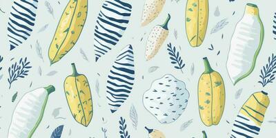 Summer Composition, Vector Illustration of Banana Patterns for Vacation Themes