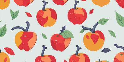 Handcrafted Elegance, Hand-Drawn Apple Patterns on Delicate Backgrounds vector